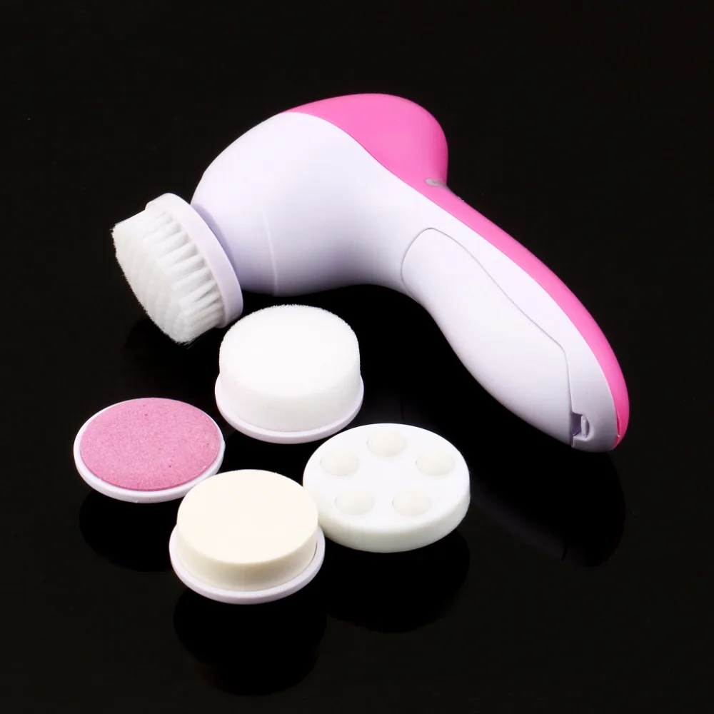 1 Set 5-in-1 Electric Facial Cleanser Body Massage Mini Skin Pore Cleaner Beauty Massager Wash Face Machine