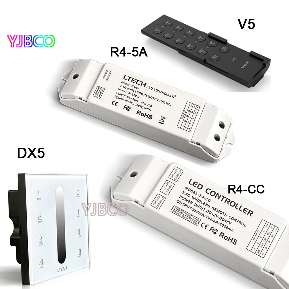 2.4G RF DMX Touch Led Dimmer Controller Glass Panel Multi 4Zone control