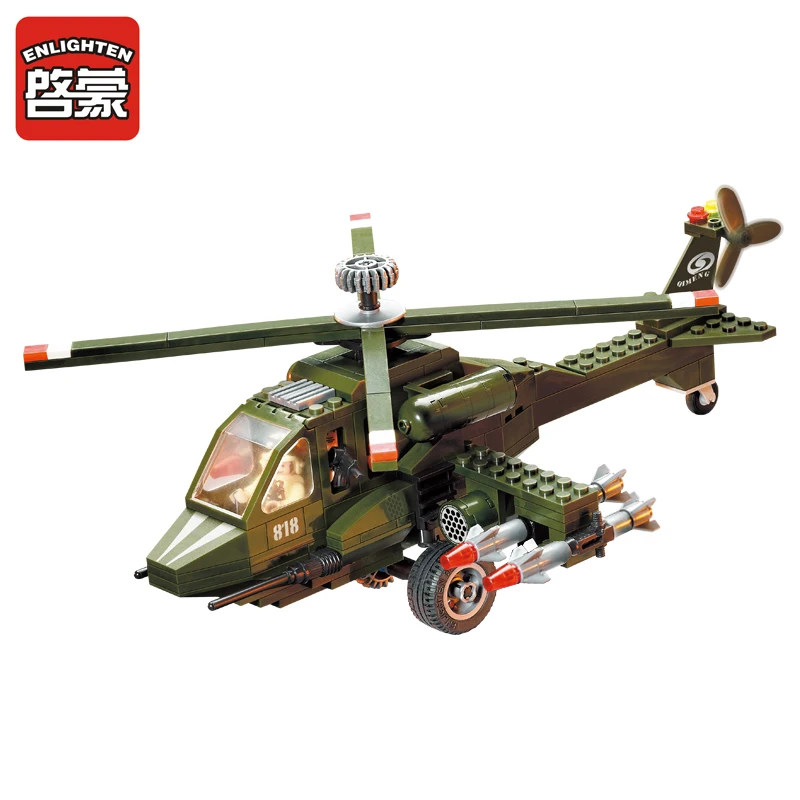 

ENLIGHTEN 275Pcs CombatsZone Military Air Force Helicoper Parachute Apache Model 3D Construction Toys for Children