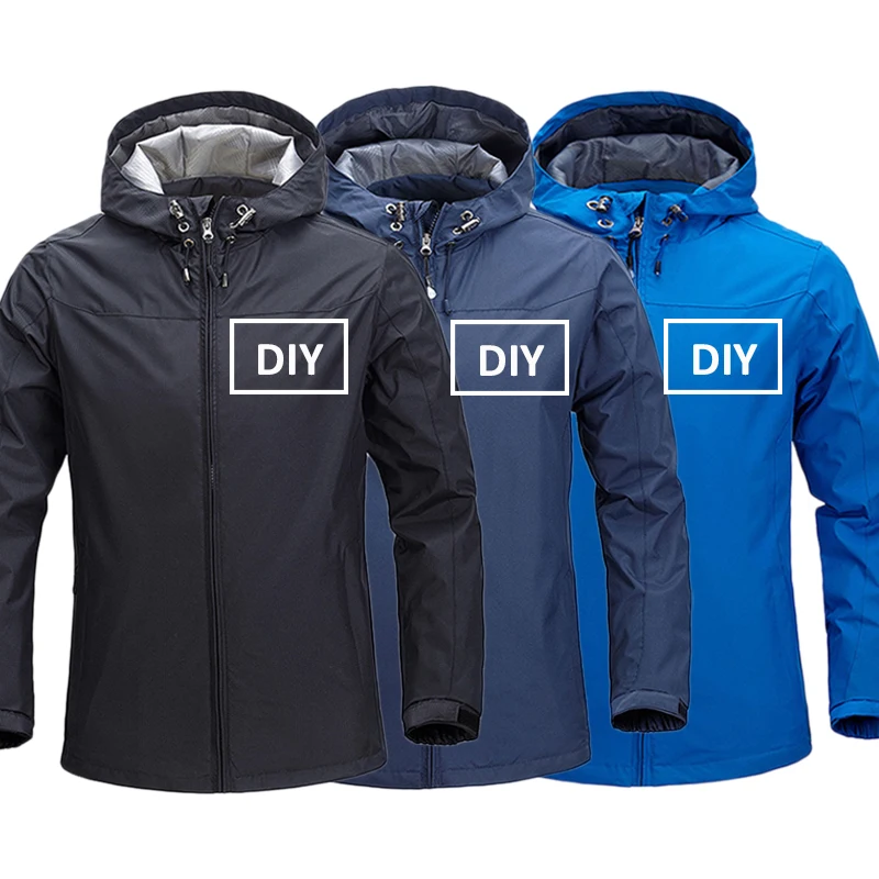 

Custom Logo Design Printed Men's Hoodies Waterproof Slim Fit Hooded Autumn Sweatshirt Jacket Long Sleeve Custom Coat S-3XL
