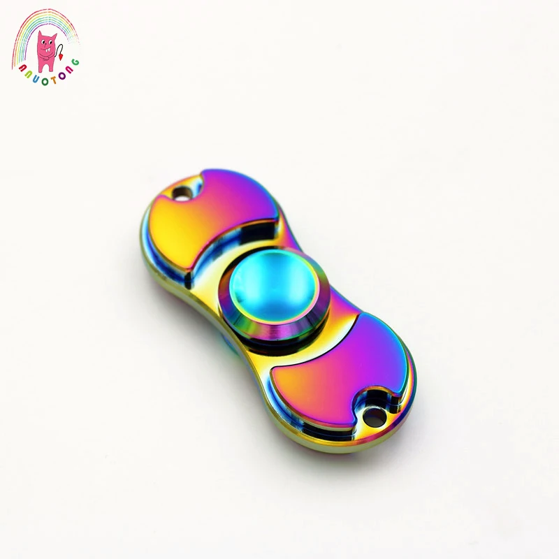 Spinner à main à motif tricolore amusant Spinner à main jouet à main en métal coloré EDC spinner à main pour l'autisme et le tdah