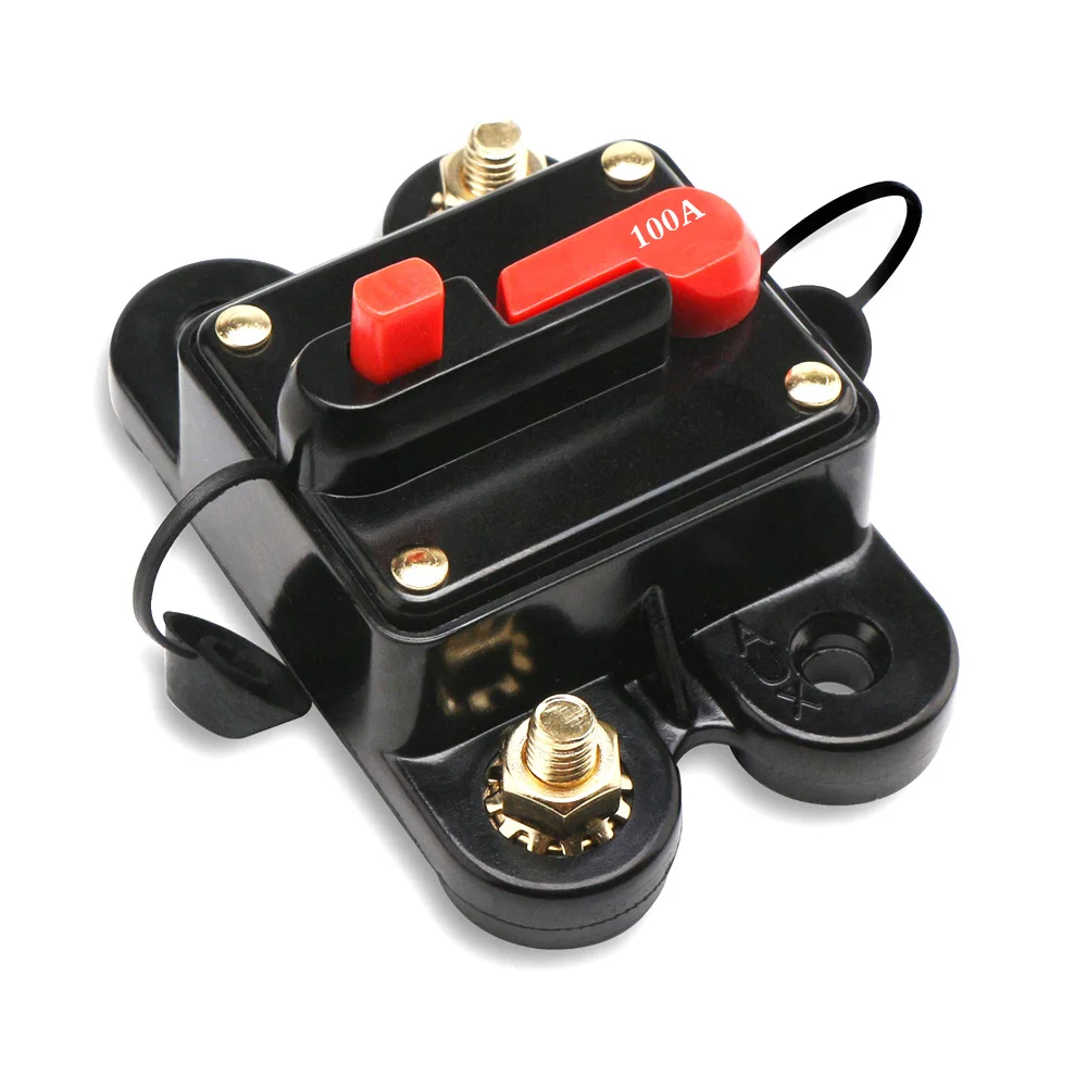 

Universal 50A 60A 100A 200A 300A Circuit Breaker Audio Stereo Reset Inline Fuse For Trolling Motor Auto Car Marine Boat Bike