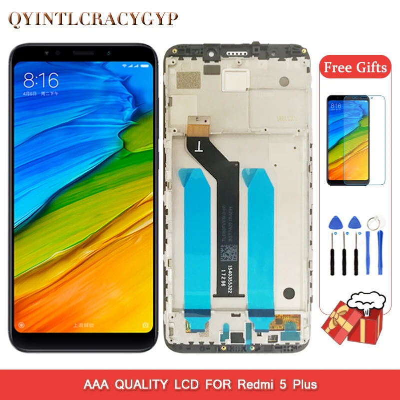 

Original LCD For Xiaomi Redmi 5 Plus LCD Display Digitizer Touch Screen Assembly Frame Redmi Note 5 Global Version LCD Screen