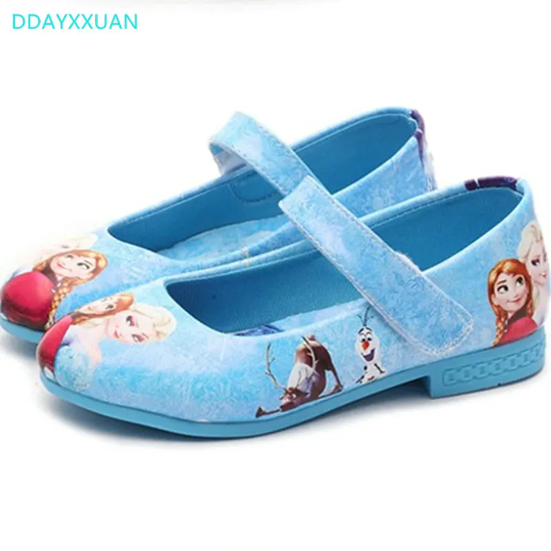 الفتيات حذاء الأميرة 2018 جديد تصميم الكرتون المطبوعة المتسكعون الأطفال الأحذية بو الجلود الاطفال حزب حذاء لينة باطن الاتحاد الأوروبي 26 ~ 36