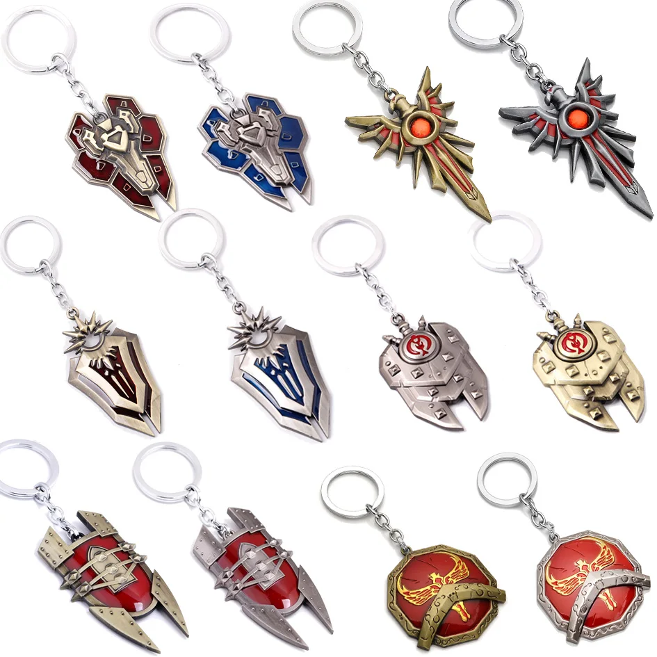 

LOL Hero Leona Heidern Weapon Keychain Radiant Dawn Sheild League of Legend Zinc Alloy keyring For Bag Car Metal Pendant Gift