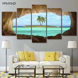 YPHYHD 5 шт. пляж Кокосовая пальма рамка Home Decor Гостиная плакат холст картины современных HD Wall Книги по искусству принт Модульная картина