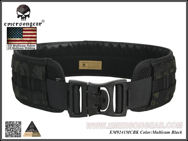 Emersongear для мужчин, для страйкбола, боевой, для пейнтбола, армейский пояс Emerson MOLLE, несущий, боевой, камуфляжный пояс EM9241, черный, Койот, Мультикам - Цвет: MCBK