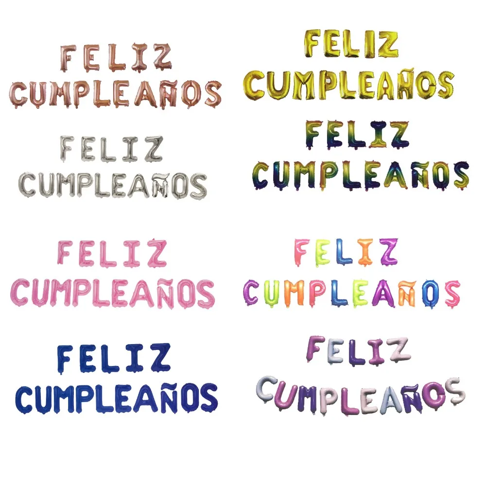 

16 inch happy birthday spanish decorations child girl aluminium foil helium balloons party alphabet letter 40 18th birthday 2