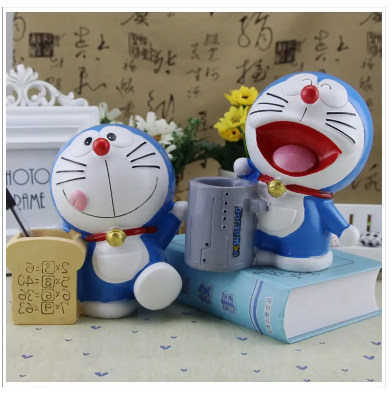 Desktop Doraemon денежный ящик Cofre Gato мультфильм Джингл кошки Копилка смолы монет банка Бытовая Декор Pen Holder фигурки