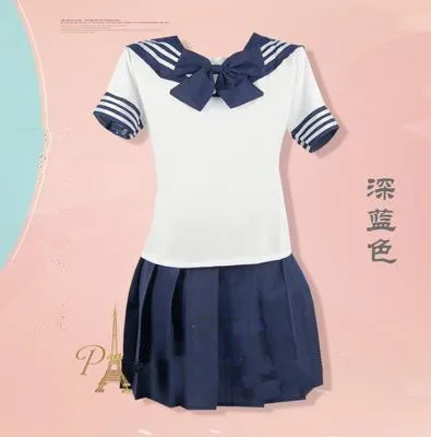 Японский школьная форма Sailor Топы+ галстук+ юбка темно-в студенческом стиле Одежда для девочек Большие размеры Lala болельщик одежда - Цвет: Серебристый