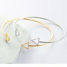 Hot Japan and Korea Simple Style Hollow Double Triangle Square Adjustable Opening Bangles Exquisite Geometric Bracelet