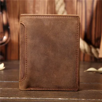

Men's wallet real leather short card package retro crazy horse leather coin purse