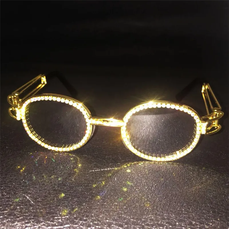 

Metal Rhinestone Frame Men's Punk Transparent Sunglasses Women 2019 New Men Sunglasses Brand Designer Shades UV400 NX