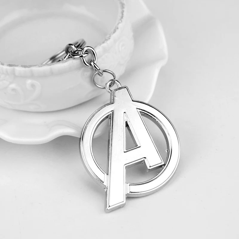 

The Avengers 4 Letter A Logo KeyChains Endgame 2 Colors Circle Initial A Metal Man Woman Car Bag Keyring Holder