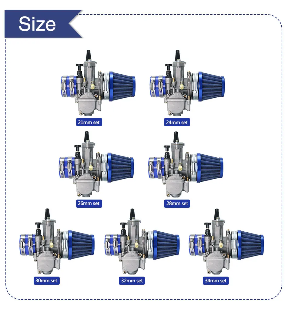 ZSDTRP PWK21 24 26 28 30 32 34 мм МОТОЦИКЛ КАРБЮРАТОР воздушный фильтр адаптер Набор для 50-250cc гонки Motos Go Kart Carbs