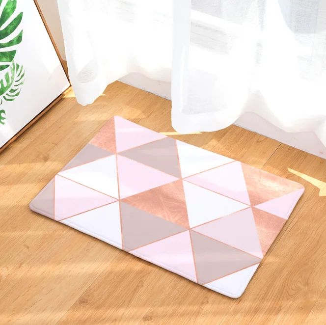 Pink Diamond Geometry Doormat Bath Kitchen Carpet Decorative Anti-Slip Mats Room Car Floor Bar Rugs Door Home Decor Gift