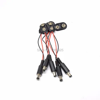 

Free Shipping 9v Battery Clip Snap Accessories with 2.1 X 5.5mm Male Dc Plug (5 Pieces Packed)