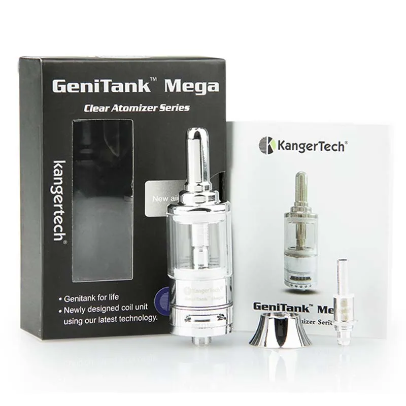 Kangertech Genitank Mega Cartomizer/Clearomizer с новым клапан контроля потоков воздуха электронная сигарета 3,8 мл 1.8ом катушка Атомайзер kanger