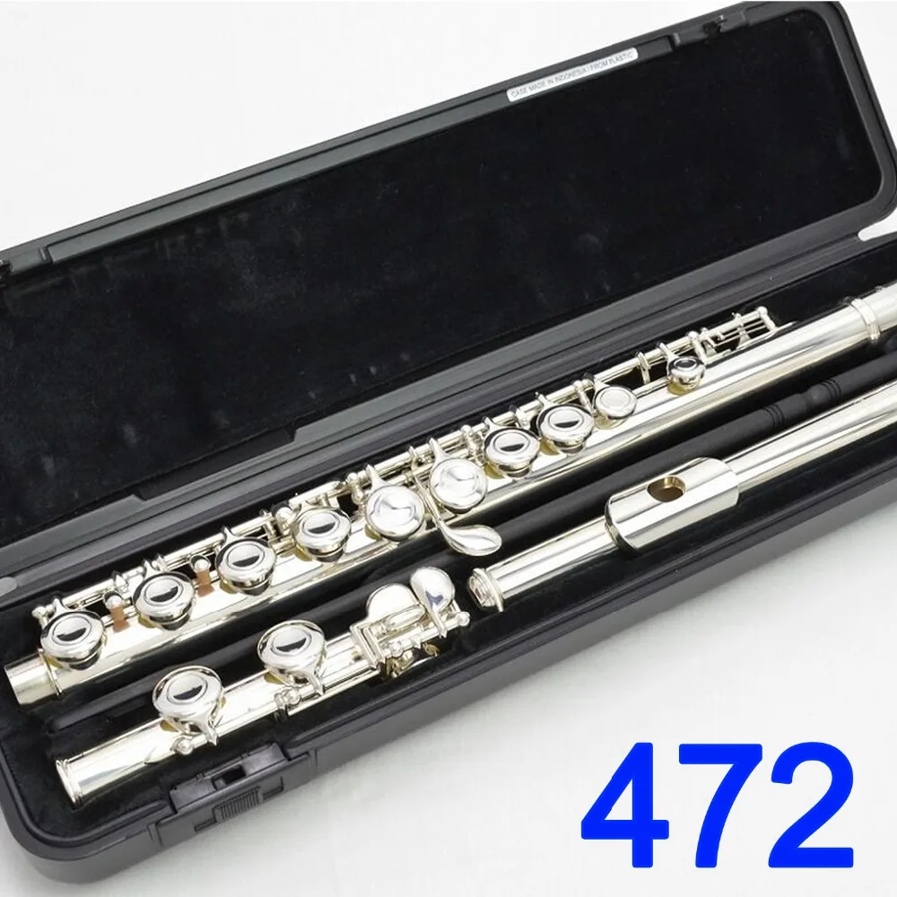 

Japan Professional Flute 472 Silver Plated Flute Instrument Intermediate Student Flutes Model 472 16 Holes Closed Hole E Key