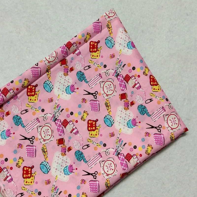 Милый мультфильм DIY элементы ножницы линейки печатных 100% хлопок поплин Ткань
