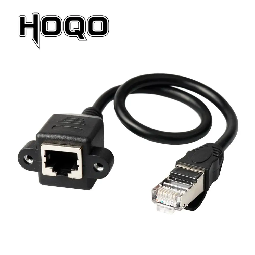 Cable Length: 0.3m Computer Cables 30cm RJ45 Male to Female Screw Panel Mount LAN Ethernet Network Extension Cable New