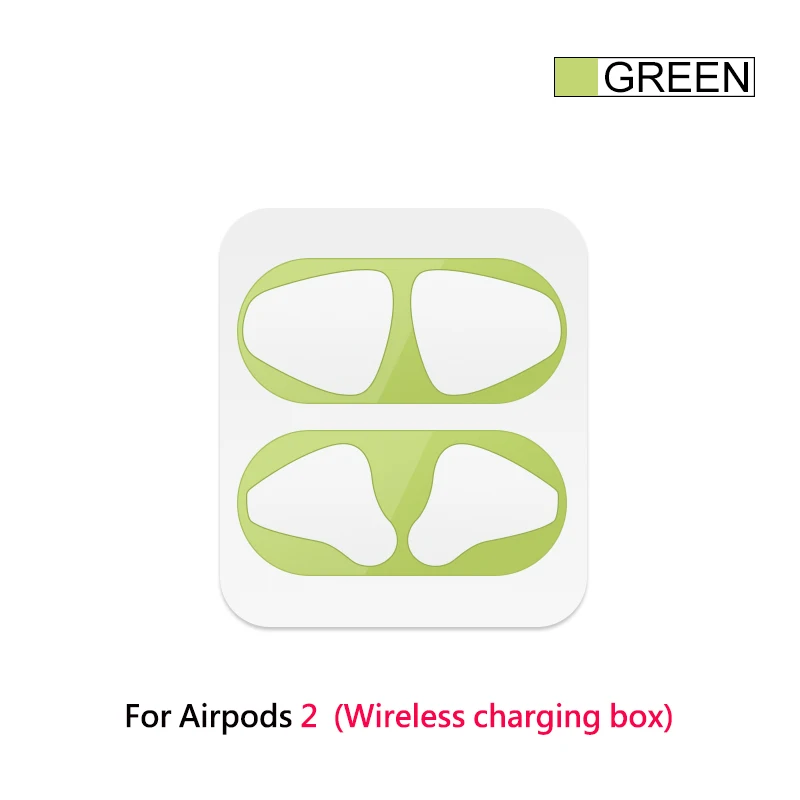 Защита от пыли тонкая металлическая наклейка для Apple AirPods 2 Чехол аксессуары Пылезащитная железная пудра стружка для AirPods 2 Защитная крышка - Цвет: Green Sticker