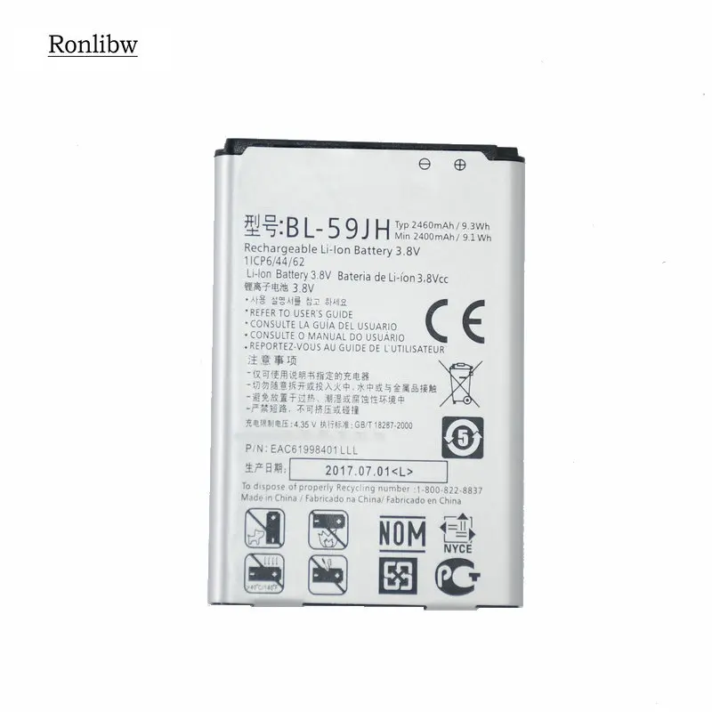 Ronlibw 2460 мА/ч 3 8 V BL 59JH запасная батарея для LG Optimus L7 II двойной P715 F5 F3 VS870 Lucid2 P703 P659 F6 D500