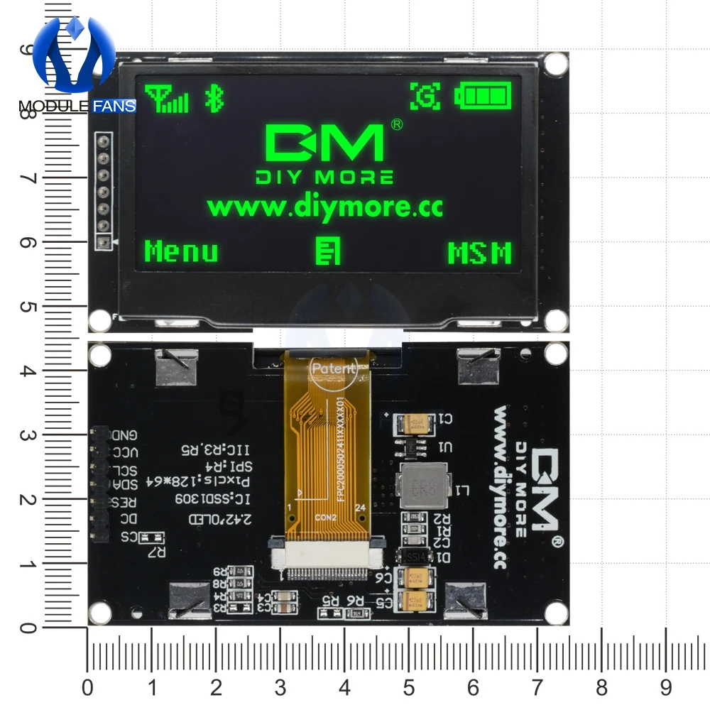 2,4" 2,42 дюймовый цифровой ЖК-экран 12864 128X64 OLED дисплей модуль C51 плата для Arduino зеленый/желтый/белый/синий SSD1309 STM32