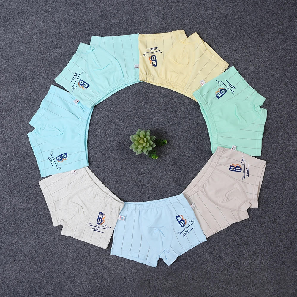 6 Pcs/Lot Children's Teenager Underwear Colorful Boys Shorts Panties Soft Organic Cotton Baby Boy Stripes Kids Underwear 2-7Y