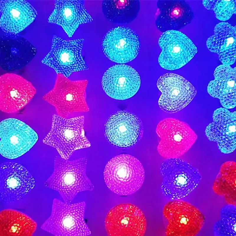 

10pcs Flashing LED Light Up Toys Bumpy Rings Random Color For Kids Girls And Boys Party Favors Decor Play Toy