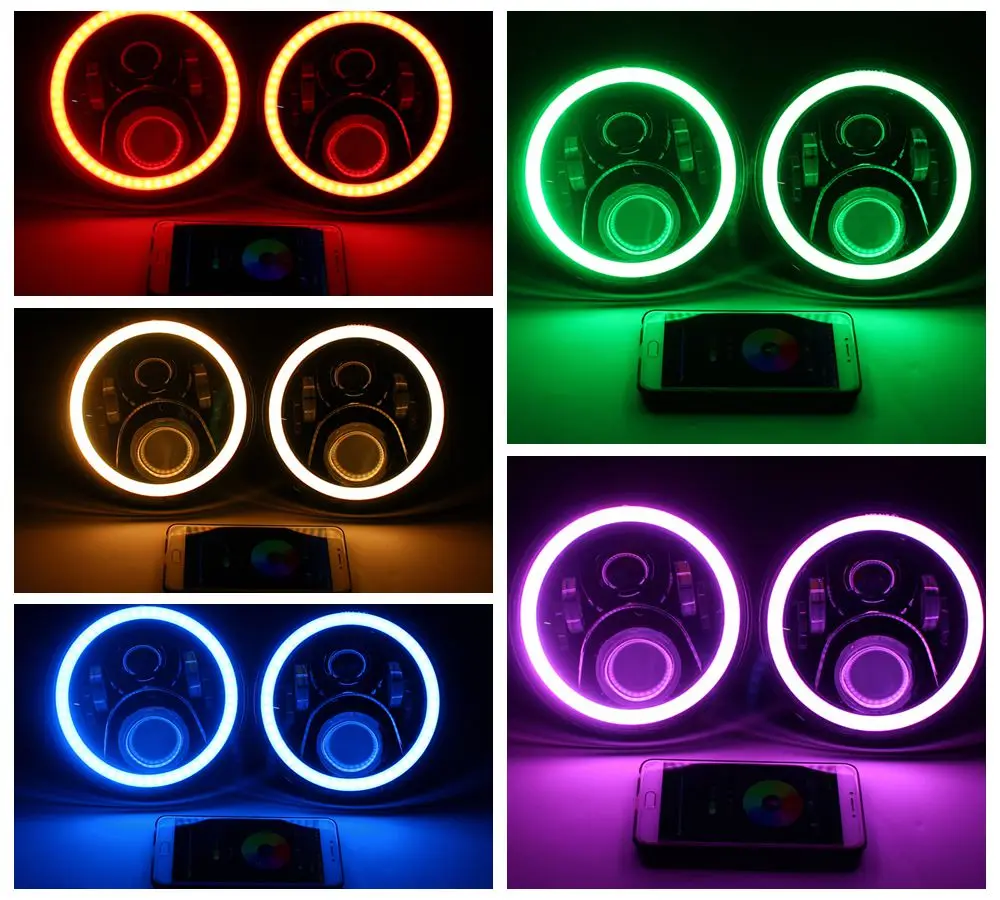 7 дюймовый круглый светодиодный rgb фара drlheadlight Angel eye 4 5 дюймов передний бампер