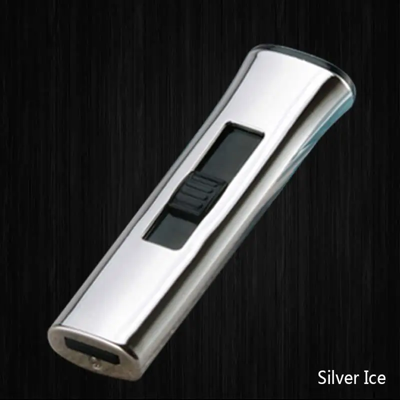 Гальванических мини небольшой двухсторонняя зажигалка с подзарядкой от USB, светильник - Цвет: Silver ice