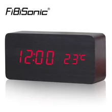 Wooden Digital Desk Led Alarm Clock With Temperature Display