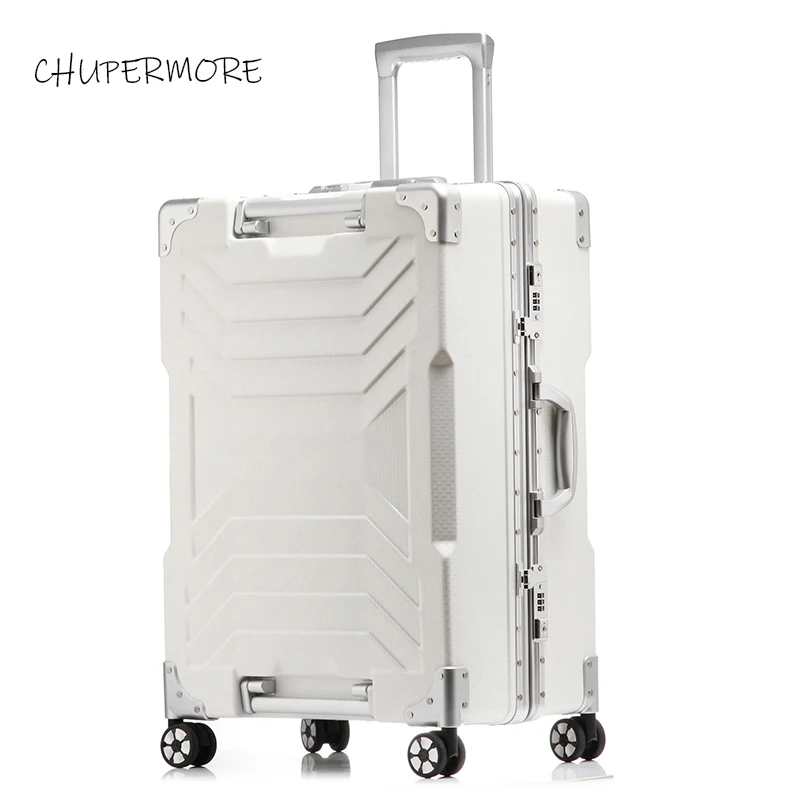 Алюминиевый каркас супер объемный чемодан на колёсиках, Спиннер высокой емкости, чемодан на колесиках, мужские деловые дорожные сумки с паролем - Цвет: Бежевый