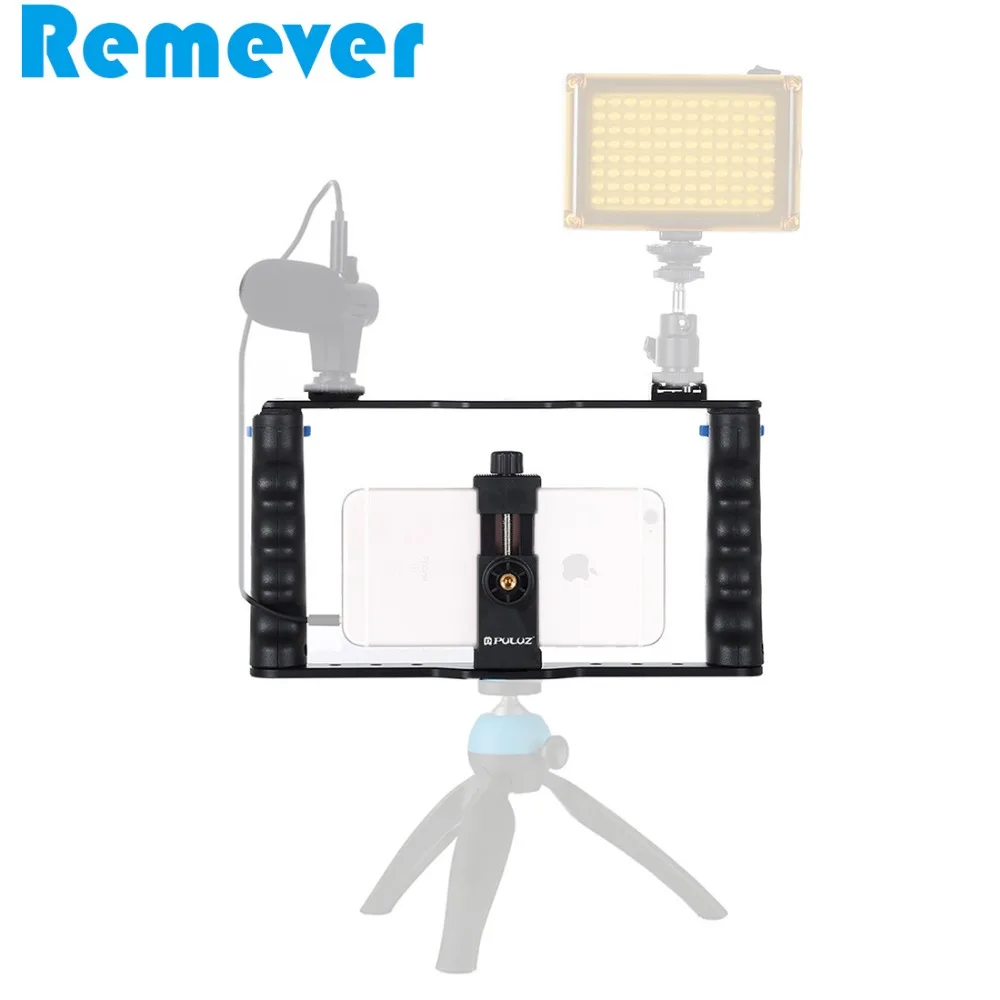 

2019 New Dual Handgrips Handheld Stabilizers for Smartphones Filmmaking/ Bracket for LED Flash Light Microphones Tripods