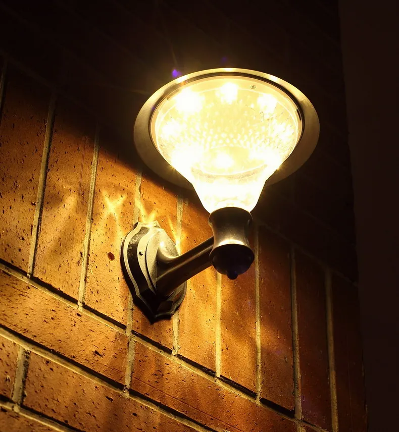 Online Jardín Solar trasctego 32 Leds luz Led Sensor lámpara de pared farolas solares potencia exterior impermeable Luminaria lámparas de batería