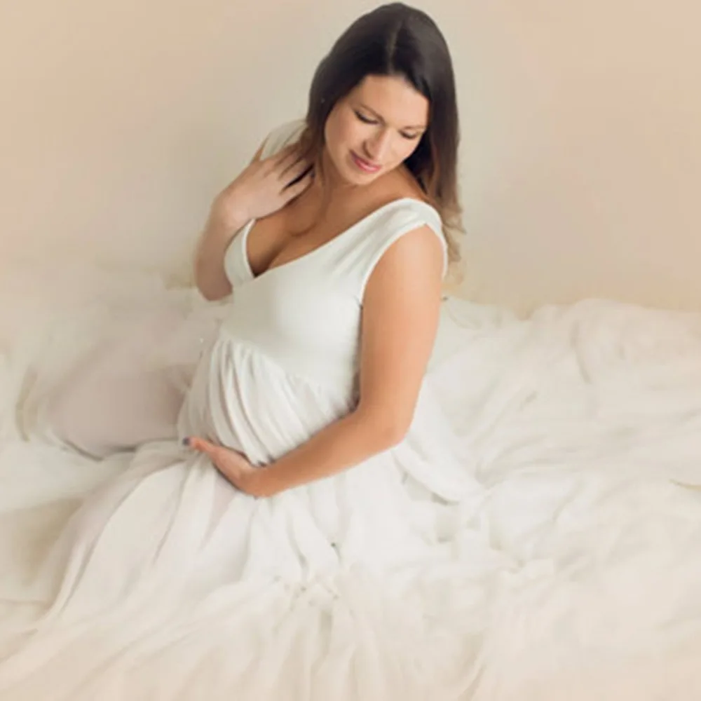 Puseky длинное шифоновое платье для беременных с v-образным вырезом средства ухода за кожей для будущих мам Photogrpahy платья без рукавов фотосессия для беременных длинное шифоновое платье