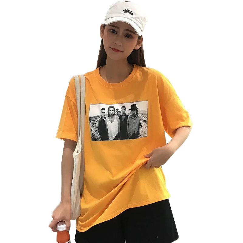 

2019 New Korean Style T-shirt Short-sleeved Female Tide Student Loose Printed Shirt Women's Clothing T004