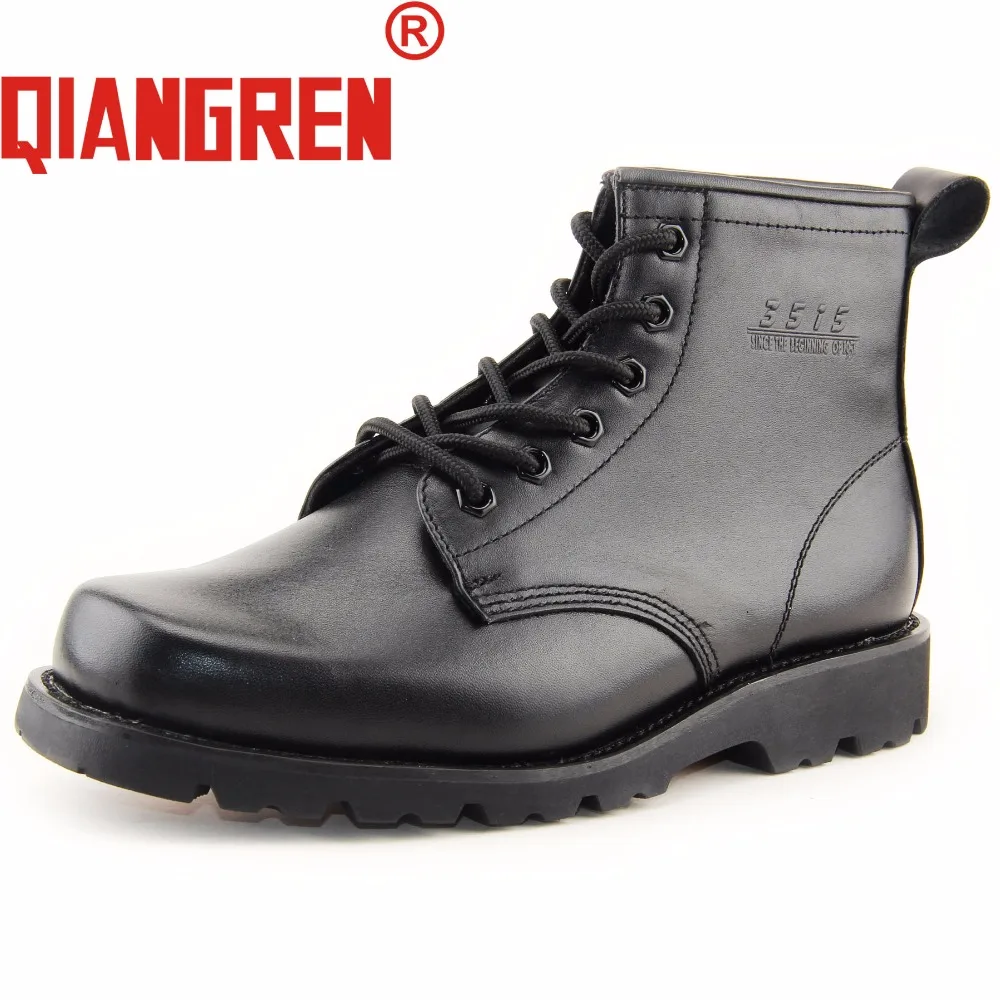 

QIANGREN Military Brand Men's Spring Autumn Black Genuine Leather Rubber Tactical Boots Cow Leather Male Officer Militares Botas