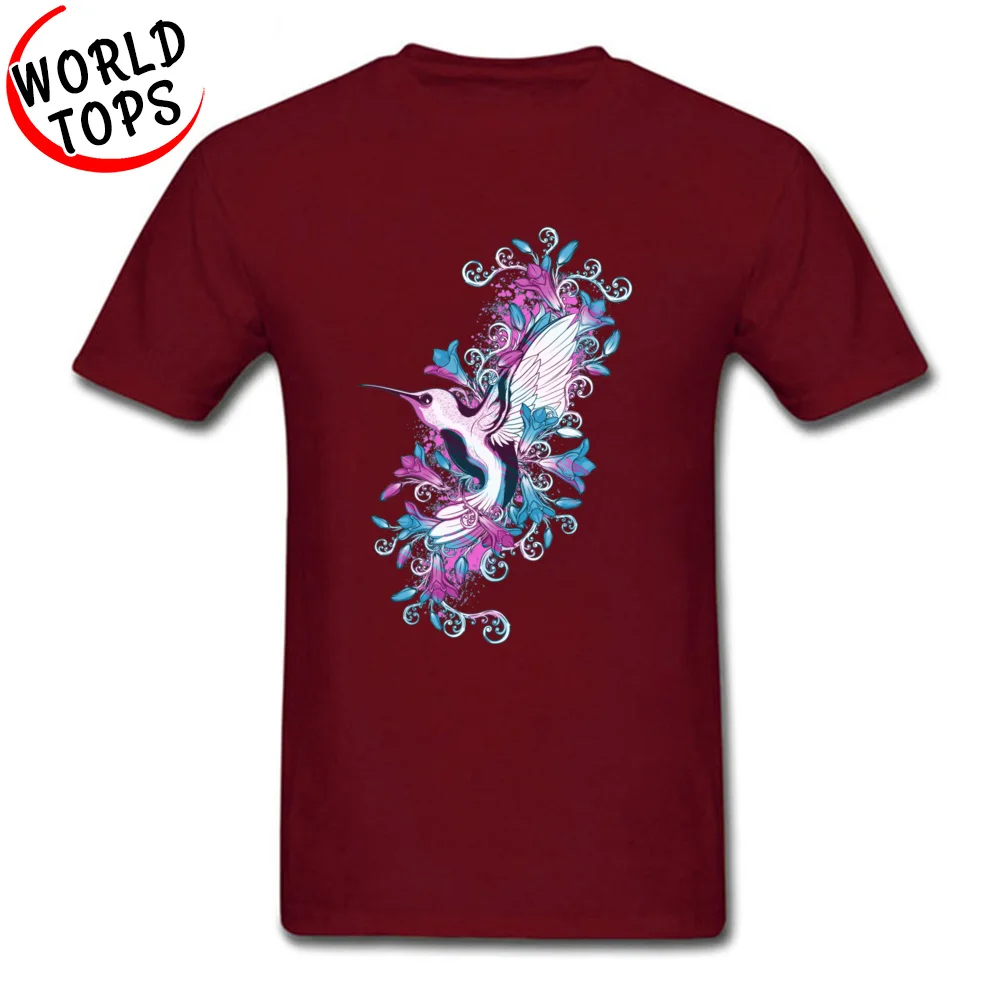 Spring Hummingbird 14552 Printed On Summer/Fall 100% Cotton O Neck Mens Tops T Shirt Casual Tees Latest Short Sleeve Tshirts Spring Hummingbird 14552 maroon