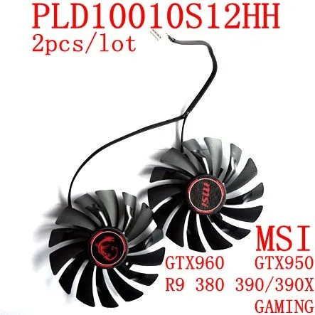 Free Shipping NEW 2pcs/lot PLD10010S12HH 4PIN 94mm DC12V 0.4A for MSI GTX960 GTX950 R9 380 390/390X GAMING Graphics card fan 1