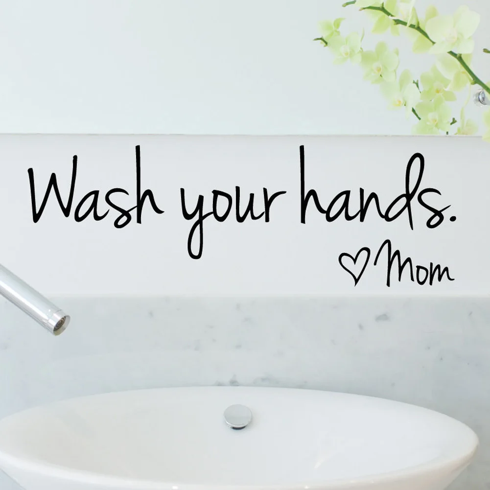 

Wash Your Hands Mom Pattern Bathroom Decoration Wall Sticker Removable Washroom Toilet Bathroom Wall Decor