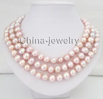 

P7660 - 50" 8-9mm long strand natural purple freshwater pearl necklace -