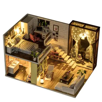 

LeadingStar DIY Wooden Doll House Miniature Dollhouse Furniture Kit Toy for Kids Girlfriend Christmas Gift