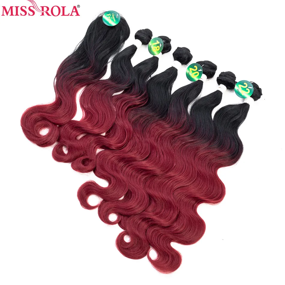 Miss Rola, Омбре, пряди волос, синтетические волосы для наращивания, объемные волнистые пряди, T1B-27, 6 шт., 18-22 дюйма, волосы для наращивания, застежка