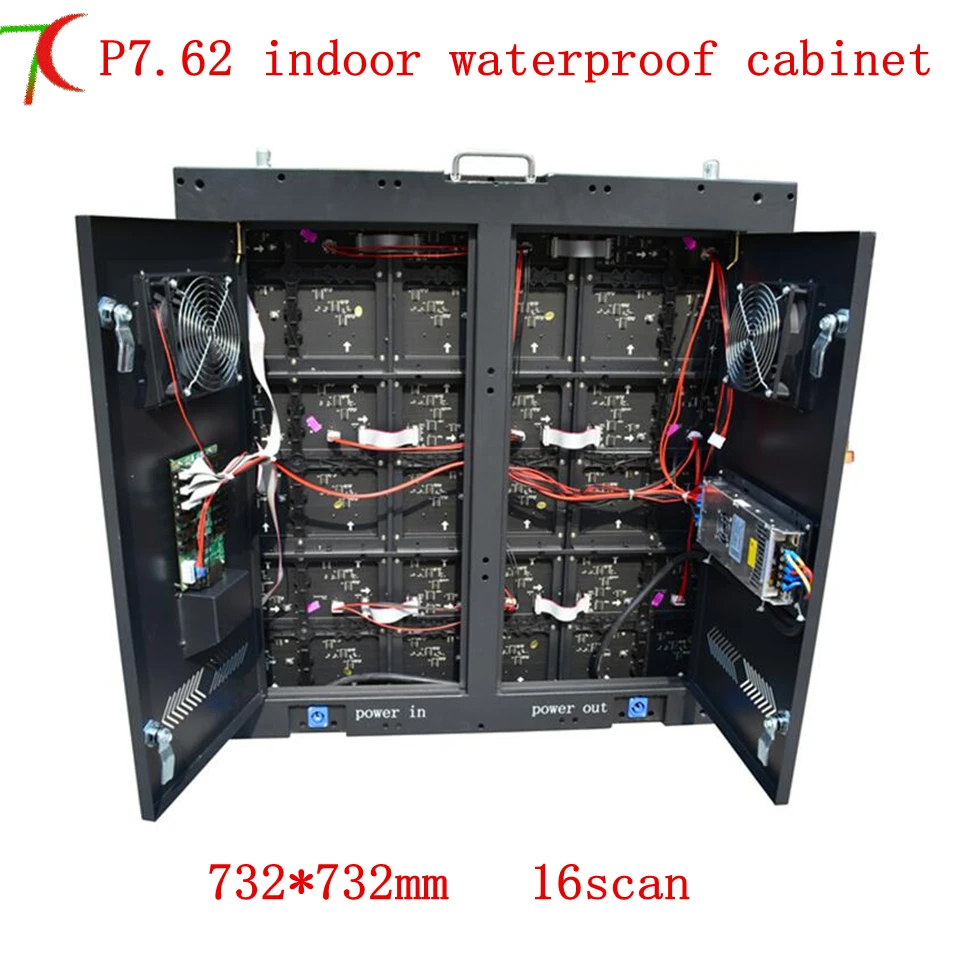 

732*732mm P7.62 16scan full color iron cabinet with doors for rental display or fix installation