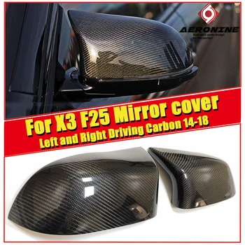 

1 Pair Rearview Mirror Cover Cap Housing Left and Right Driving Carbon Fiber Black Fit For BMW X3 F25 Rear Side Mirror Cover 14-