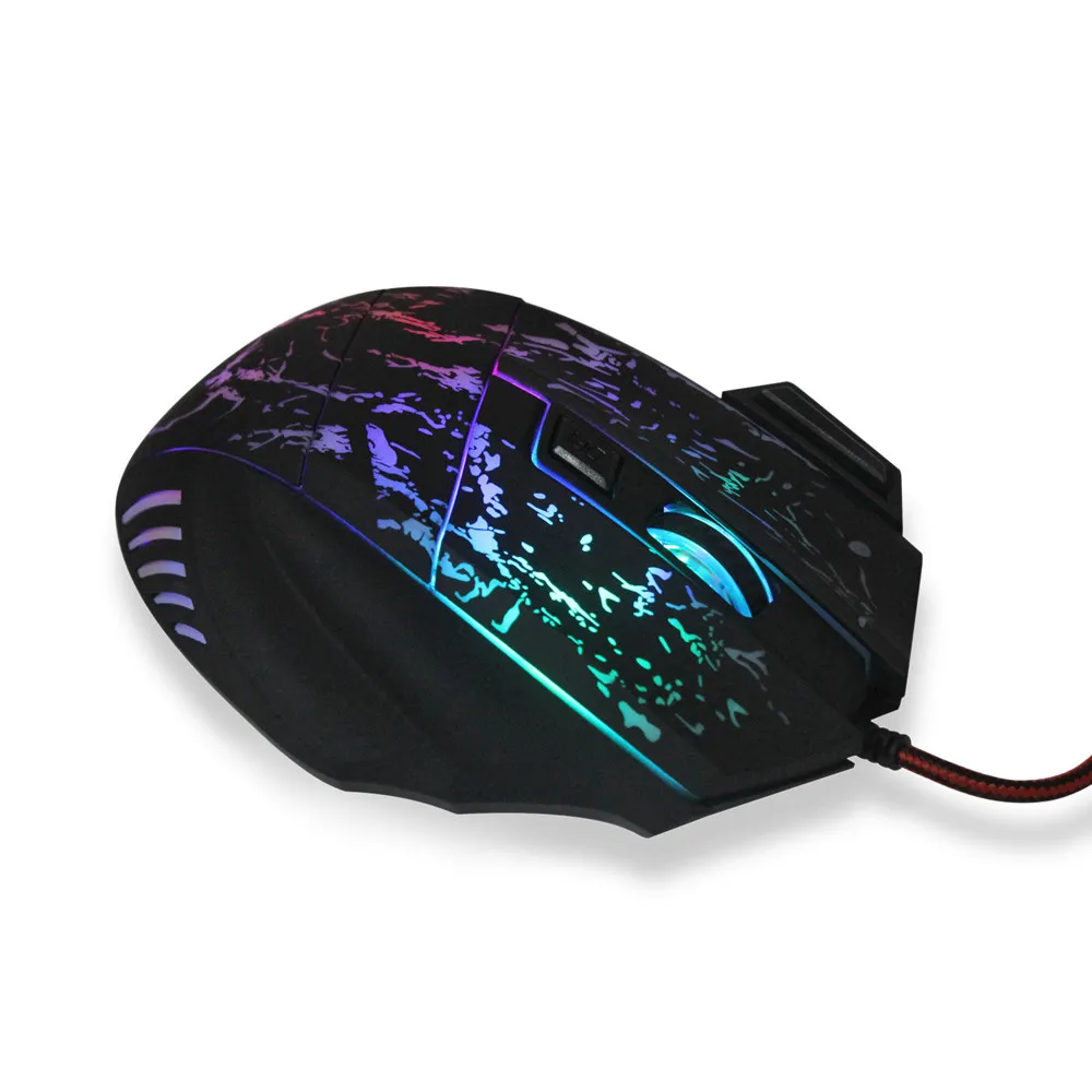 5500 dpi Красочный светодиодный USB Проводная игровая мышь для ПК Lap
