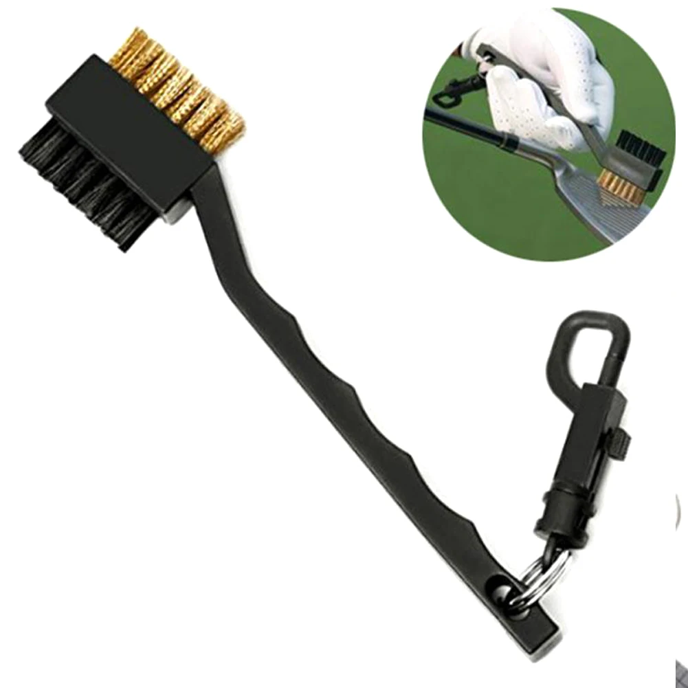 Mini Double Side Golf Brass + Nylon Golf Club Head Groove Cleaner Brush Cleaning Tool Kit with Hanger Golf Accessories&props