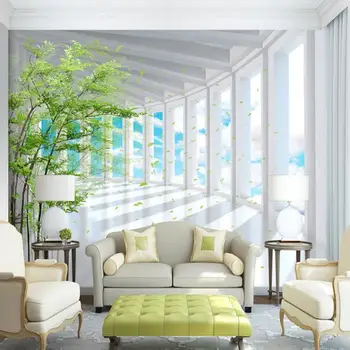 

Photo Wallpaper 3D Stereo Blue Sky Green Tree Space Expansion Mural Wallpaper Living Room TV Sofa Background Wall Paper For Wall